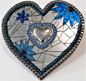 Products: Blue Mirror Heart Mosaic Art - MACS Mosaics
