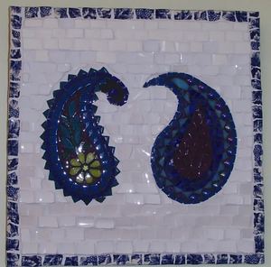 Blue Paisleys Mosaic Art - MACS Mosaics