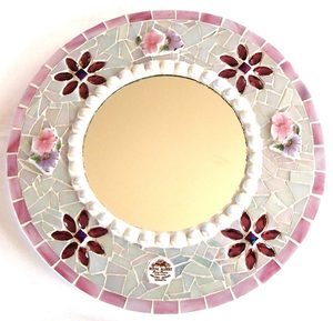 Pink Round Mosaic Mirror - MACS Mosaics