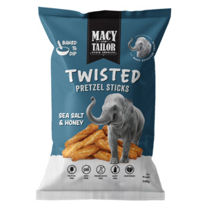 Products: Twisted Pretzel Sticks - Sea Salt & Honey - Macy and Tailor