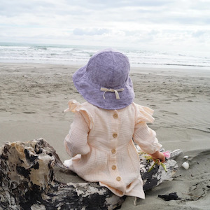 Lola Me: Organic Linen Sunhat - Sunset Stripe