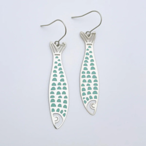 Denz Co: Midi Fishy Earrings - Silver & Blue