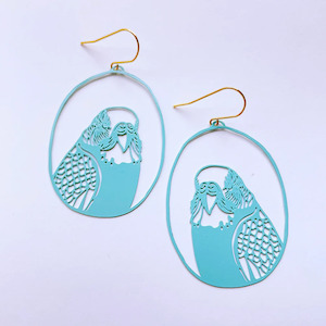 Denz Co: Budgie Earrings - Pale Aqua