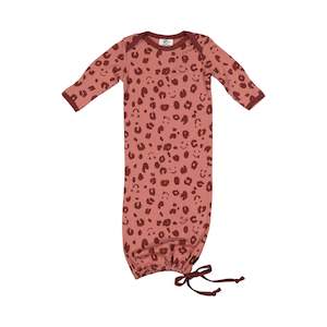 Little Flock Of Horrors: Newcomer Baby Gown - Rosebud Cheetah