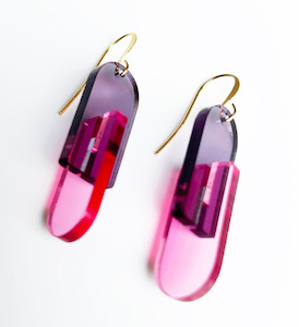 Hagen Co: Highlight Earrings - Grey & Cranberry