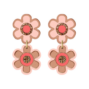 Natalie Lea Owen: Double Flower Earrings - Rose Gold