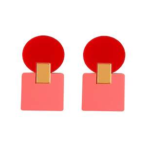 Natalie Lea Owen: Donna Retro Earrings - Pink & Red