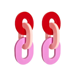 Natalie Lea Owen: Link Earrings - Red & Pink