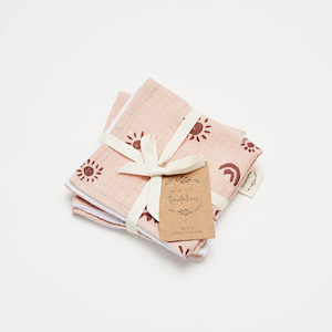 Over The Dandelions: Organic Wash Cloth Set of 2 - Sand + Sunny