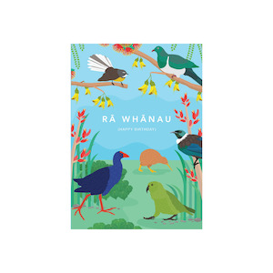 Aotearoa Made: Rā Whānau Birthday Card - NZ Birds