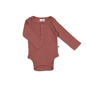 Burrow Be: Henley Rib Bodysuit - Clay