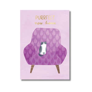 Cat Lovers: New Home Card - Gold Foil Purrfect Home Cats