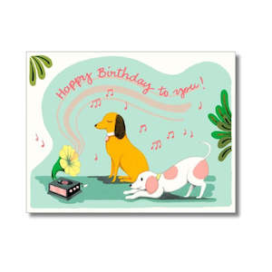 Birthday Card - Gramophone Dogs