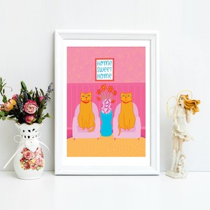 A3 Art Print - Home Sweet Home Cats