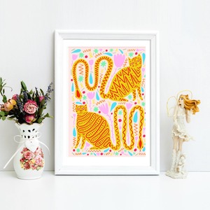 A3 Art Print - Cat Snake Tail