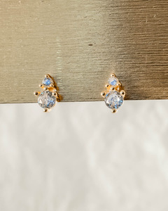 Mabel Pepe: Dainty Delphie Studs - Gold & Clear