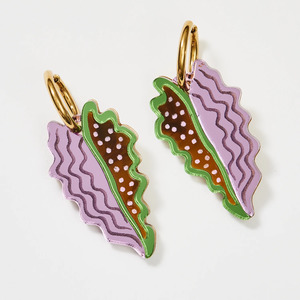 Garden Babe: Big Leaf Earrings - Tan & Lilac