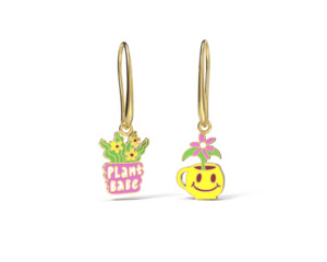 Garden Babe: Asymmetrical Cloisonné Earrings - Plant Babe