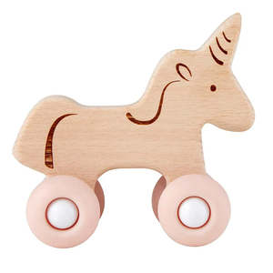 Silicone Wood Toy - Pink Unicorn