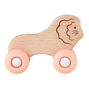 Baby Child Play: Silicone Wood Toy - Peach Lion