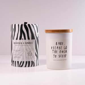 Quote Candle - Go To Sleep Baby / White Lavender Cotton