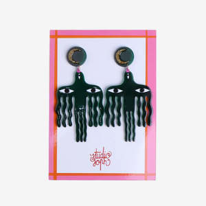 Perspex Earrings - Green Birds