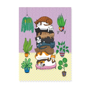 A3 Art Print - Cats Stack