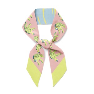 Twilly Ribbon Double Sided Silk Scarf - Nodding Tigers
