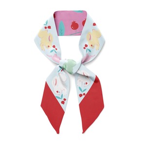 Twilly Ribbon Double Sided Silk Scarf - Bunnies
