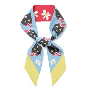 Twilly Ribbon Double Sided Silk Scarf - Naoko Cat