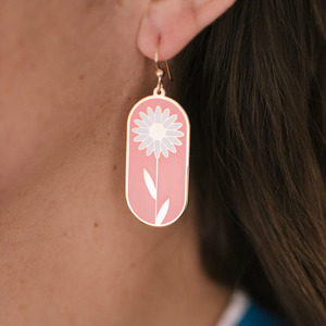 Products: Cloisonné Earrings - Tall Daisy