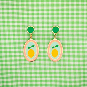 Products: Cloisonné Earrings - Lemon Ovals