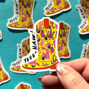 Under 25 Goodies: Vinyl Sticker - Yee-Haw Cowboy Boot