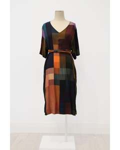 Products: PRE-LOVED / ELK - Muted Checks Midi Dress - Sz 14