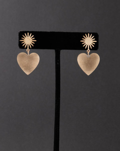 Bursting Star Heart Stud Drop Earrings - Short