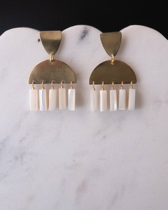 Arching Stud Drop Earrings - Mother of Pearl