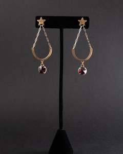 Garnet Rose & Arch Earrings - One of a Kind