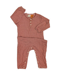 Pre-Loved Baby - Red Stripe Onesie Suit - Nature baby - 6-12mths