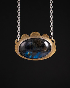 Full Collection: Space Flower Necklace - Silver, Brass & Labradorite