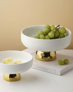 20 50 Goodies: Pedestal Porcelain Bowl - Fluted & Gold
