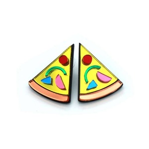 Acrylic Statement Stud Earrings - Pizza Pie