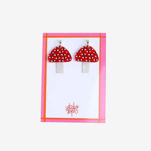 Perspex Hoop Earrings - Mushrooms