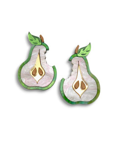 Acrylic Statement Stud Earrings - Pears