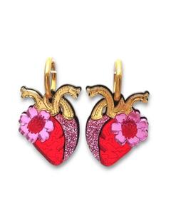Acrylic Statement Hoop Earrings - Anatomic Heart