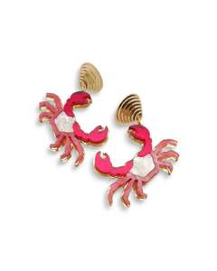 Acrylic Statement Stud Earrings - Crabby