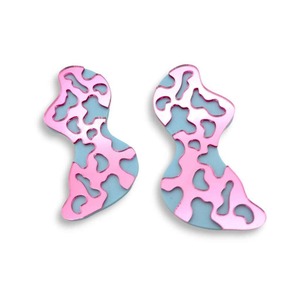Acrylic Statement Stud Earrings - Leopardon Pink & Blue