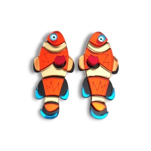 Acrylic Statement Stud Earrings - Seabed Clown