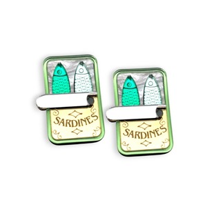 Acrylic Statement Stud Earrings - Green Sardines