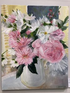 Pink Peonies and Roses in Jug - MADCAT