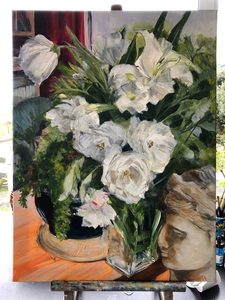 Lisianthus in Glass Vase - MADCAT